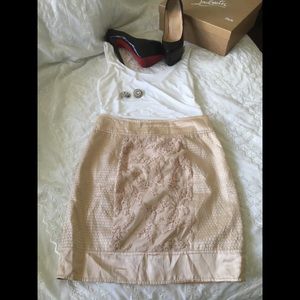 BCBG maxazria lace nude mini skirt